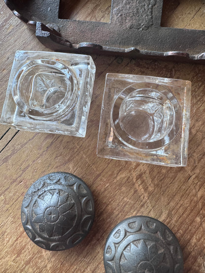Antique Cast-Iron & Copper Double Inkwell