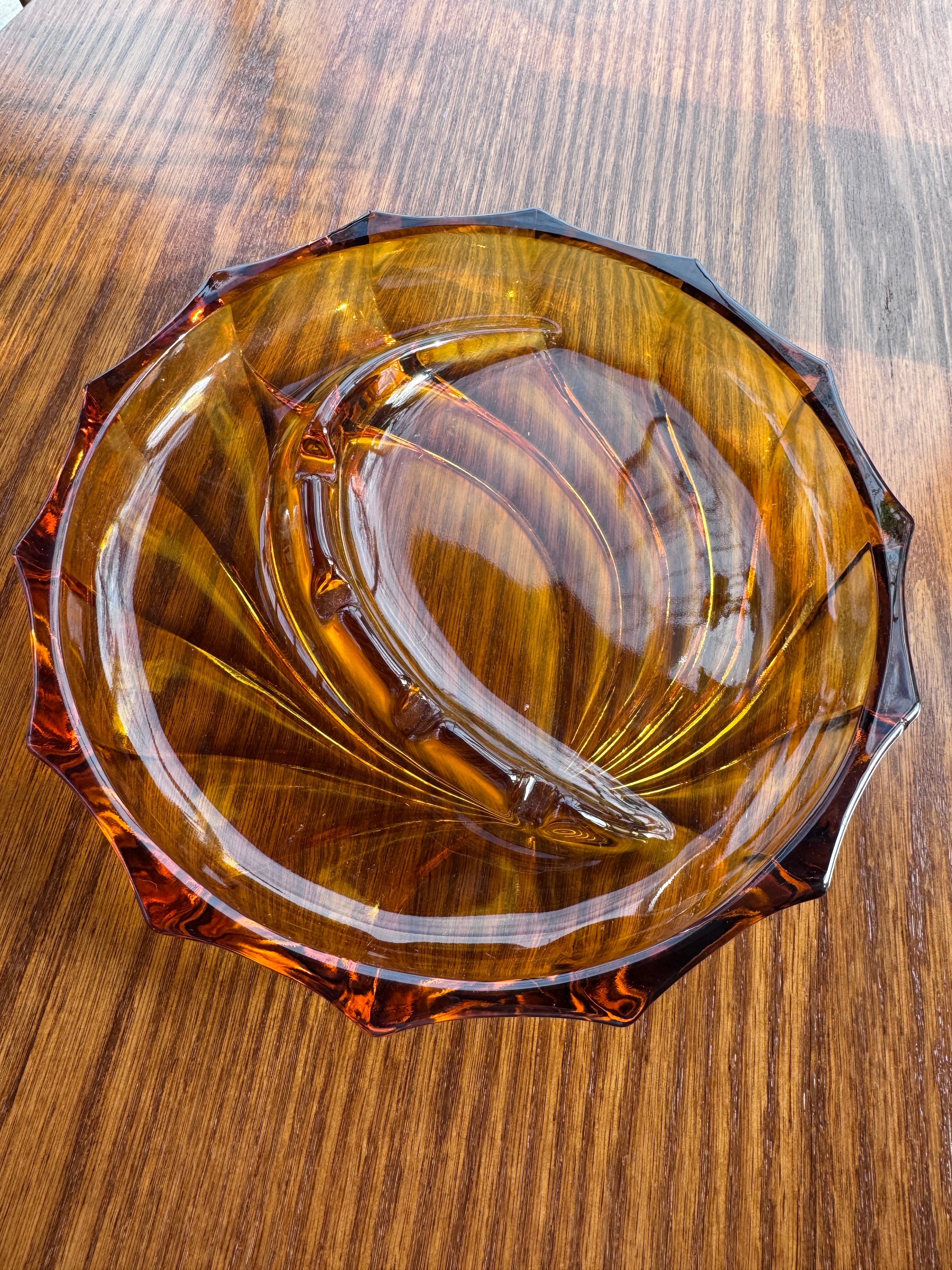 Amber Glass Swirl Ashtray