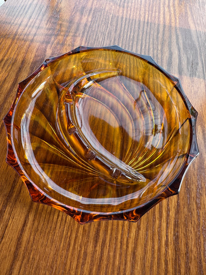 Amber Glass Swirl Ashtray