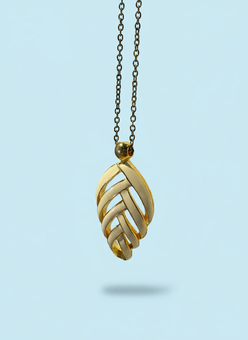 Off White Enamel Leaf Necklace