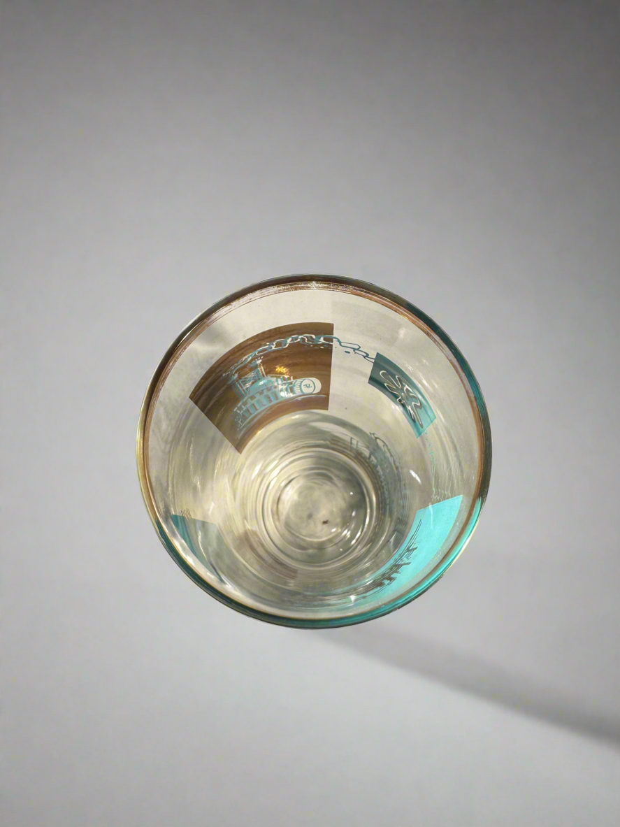 Libbey MCM Riverboat Turquoise And Gold Glasses (Set of 4)