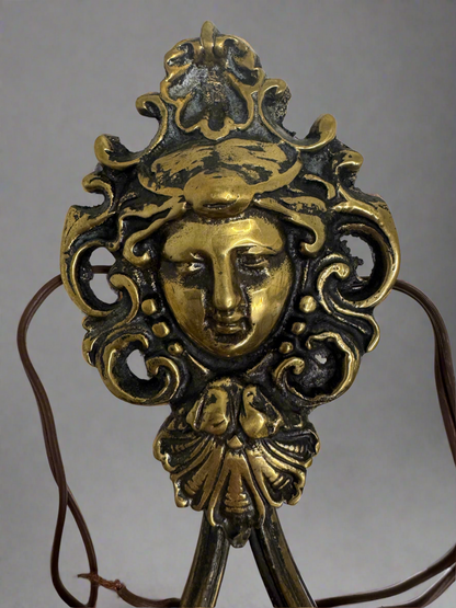 Vintage Brass Maiden Wall Sconces (Set)