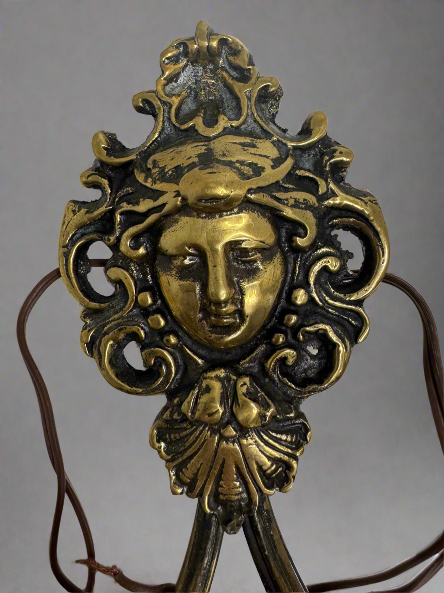 Vintage Brass Maiden Wall Sconces (Set)