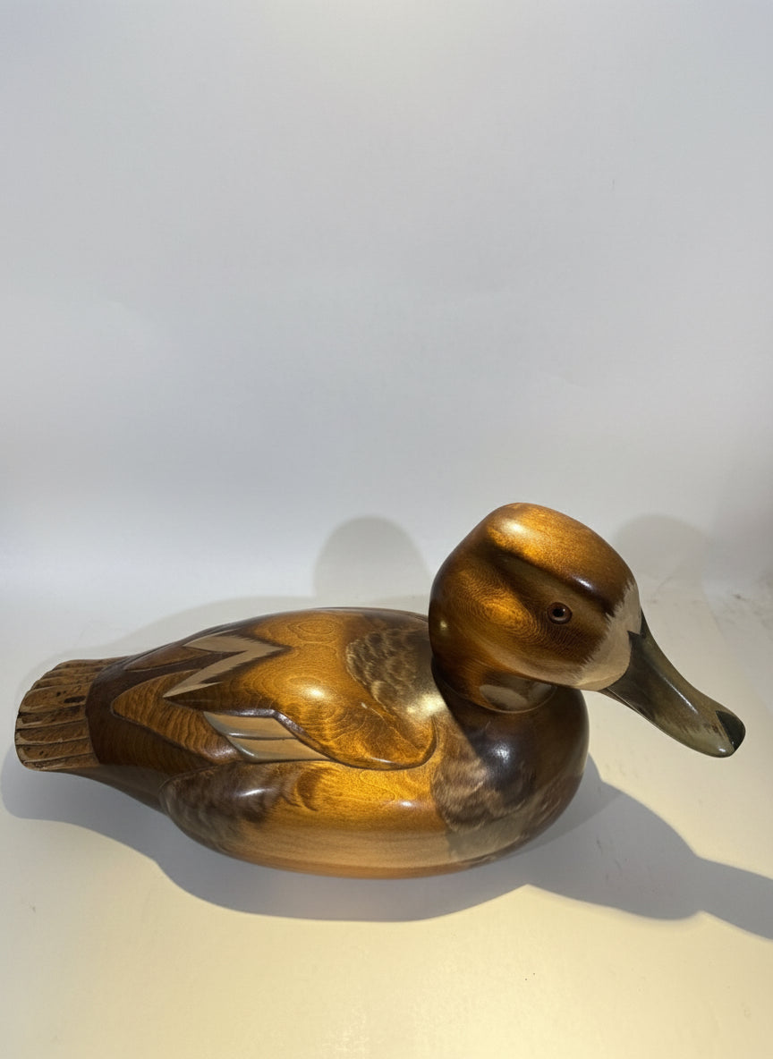 Hand Carved Blue Bill Wooden Duck
