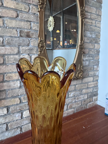 MCM Amber Hobnail Swung Glass Vase