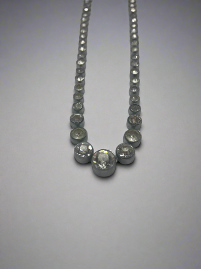 Vintage Czechoslovakian Bezel Set Rhinestone Necklace