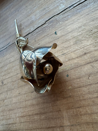 Gold-tone Rose Brooch Pin