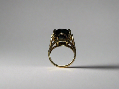 Gold Plated Cocktail Ring With Oval Cut Stone