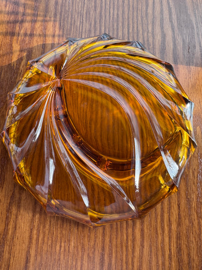 Amber Glass Swirl Ashtray