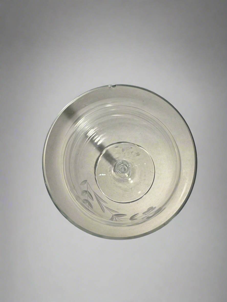 Floral Etched Wine Glass