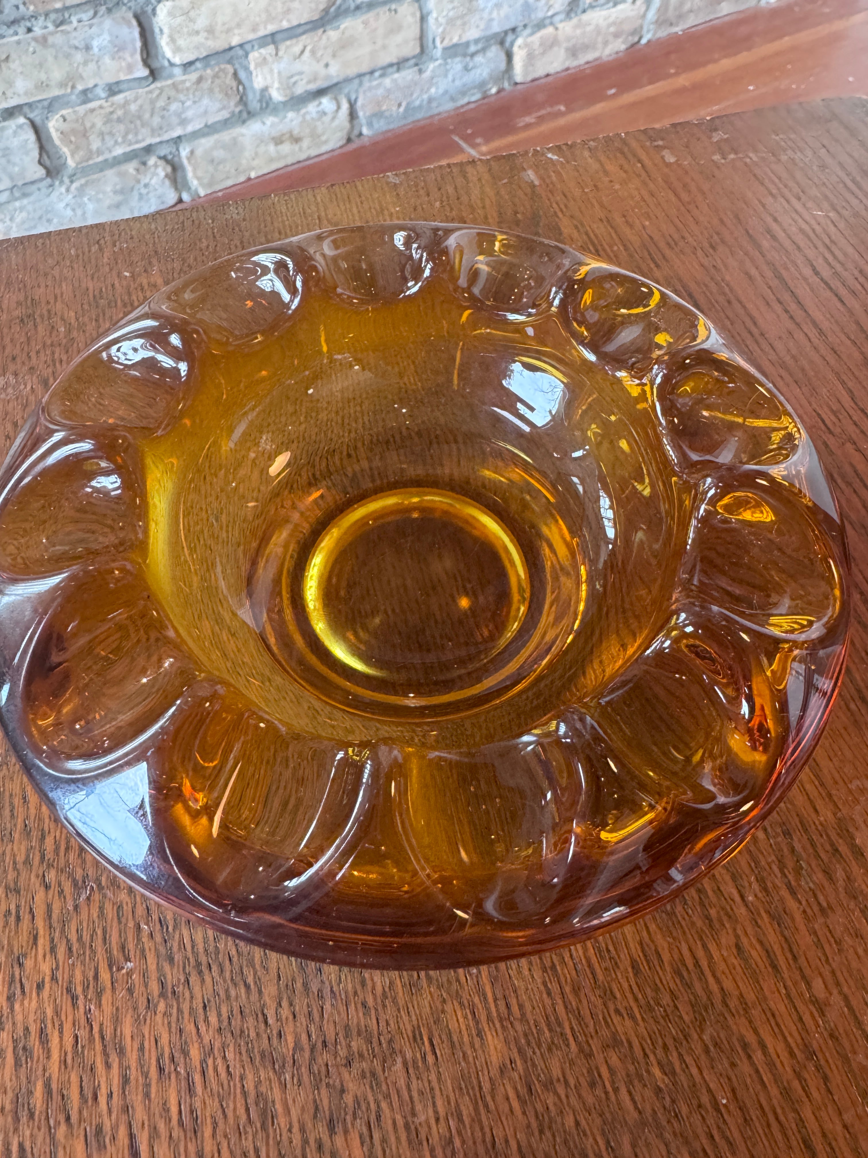 Vintage Sklo Union Heavy Amber Glass Ashtray