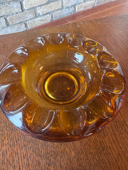 Vintage Sklo Union Heavy Amber Glass Ashtray