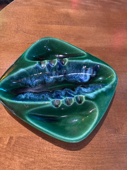 1960s MCM Green Glazed Ashtray