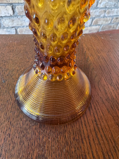 MCM Amber Hobnail Swung Glass Vase