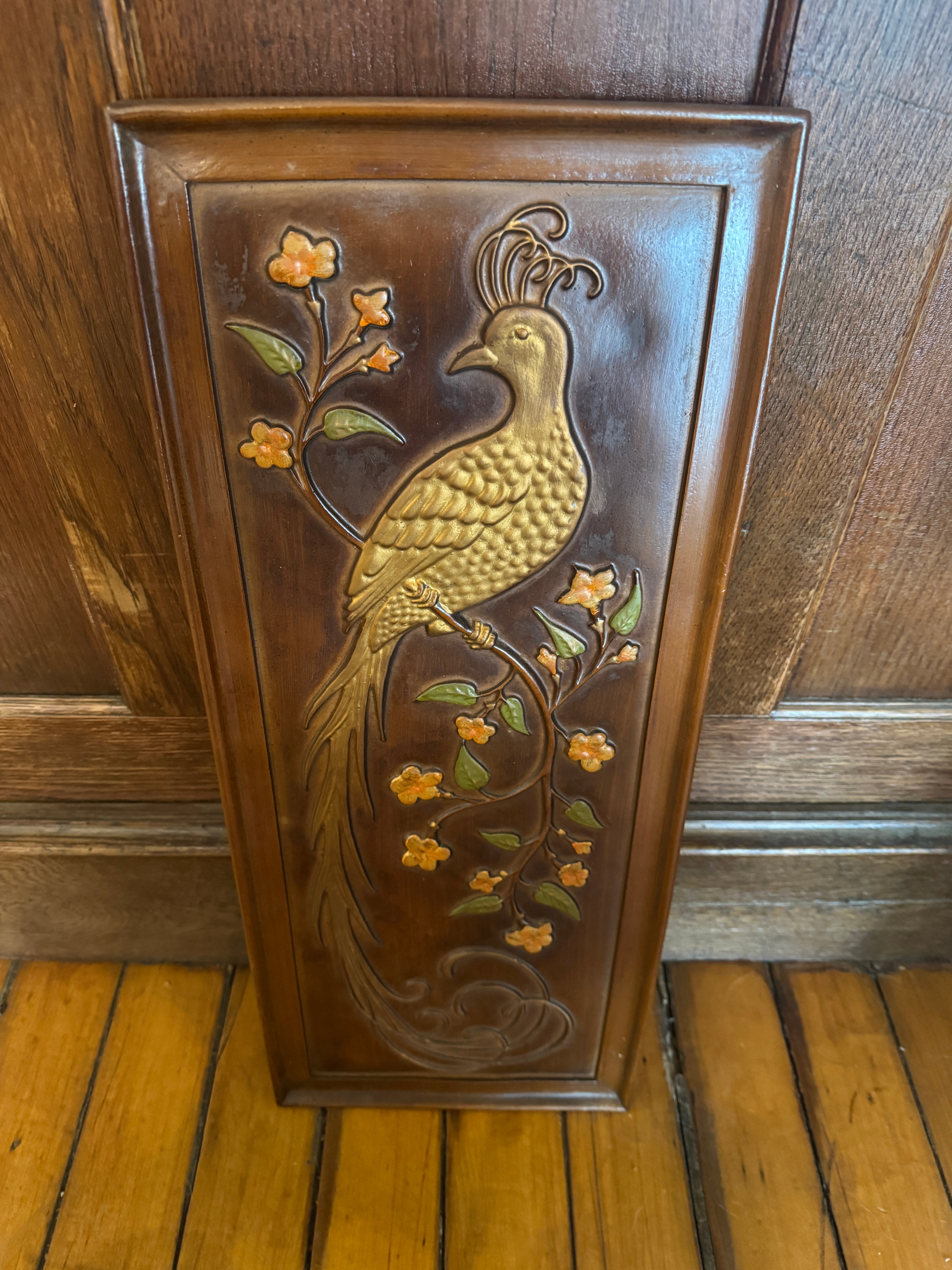 Vintage Plaster Peacock Wall Hanging