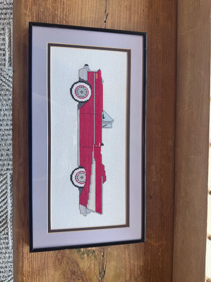 Hand Stitched Framed 1957 Chevy Convertible