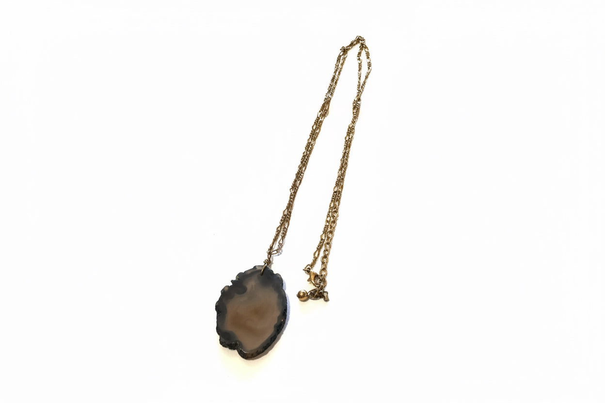 Vintage Opaque Agate Necklace w/ Gold Plated Chain