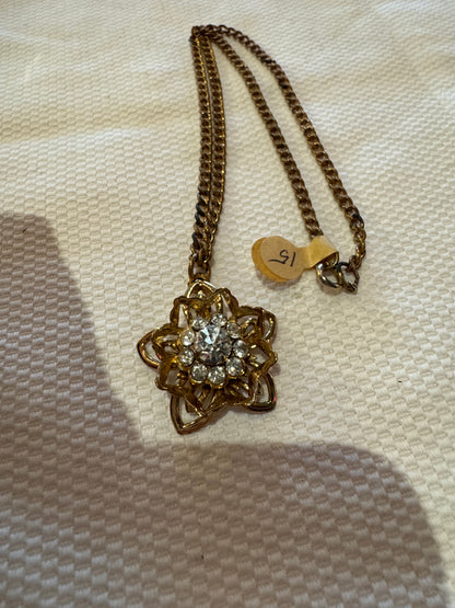 Art Deco Style Flower Gold-Plated Necklace