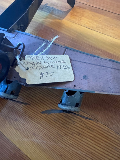 1930s Marx Twin Engine Bomber Toy Airplane