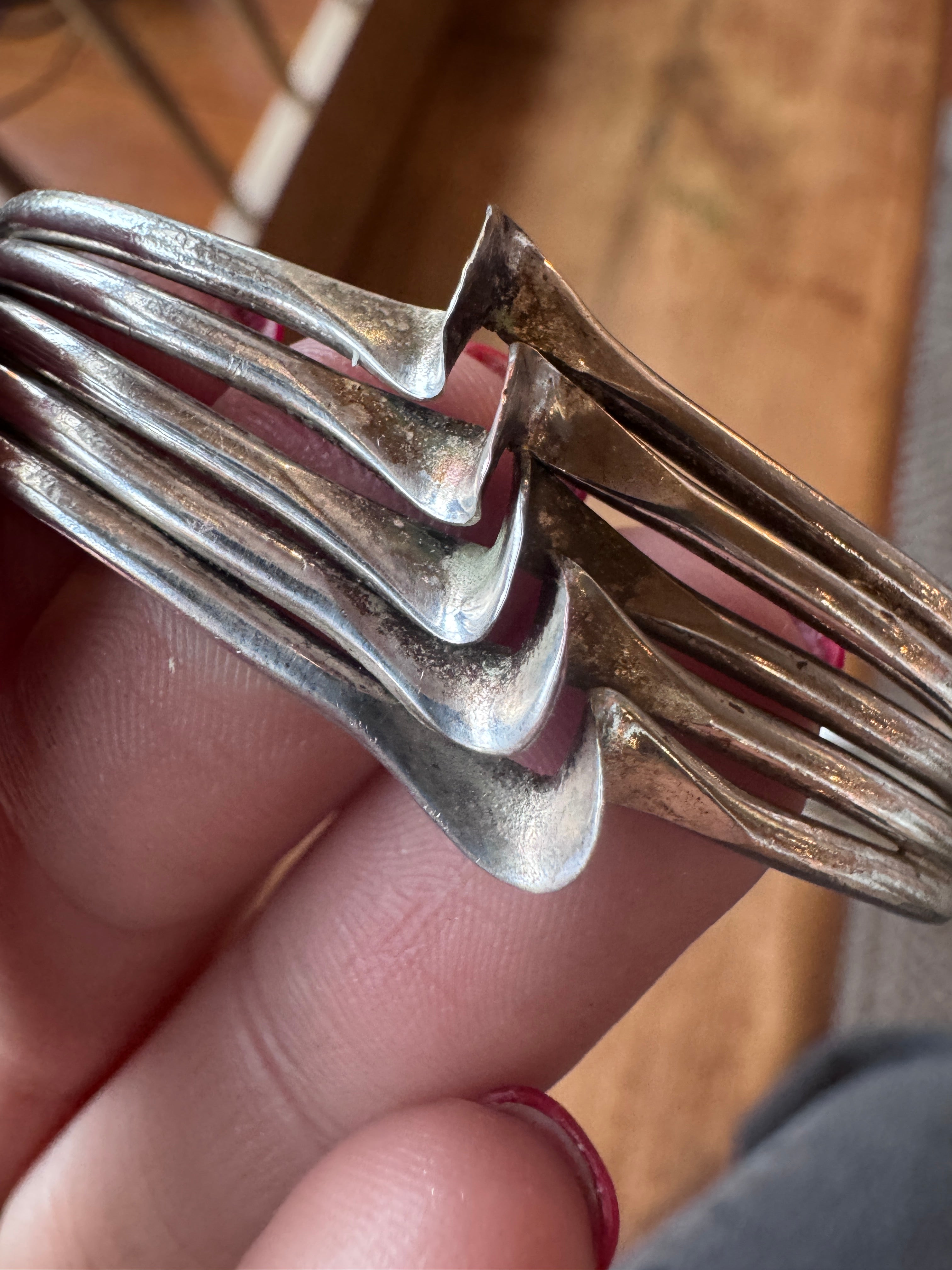 Vintage Modernist Sterling Silver Wave Cuff