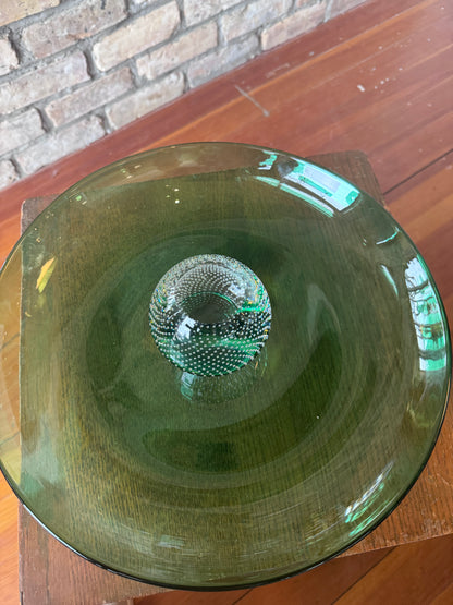 MCM Atomic Bullicante Green Art Glass Serving Plate
