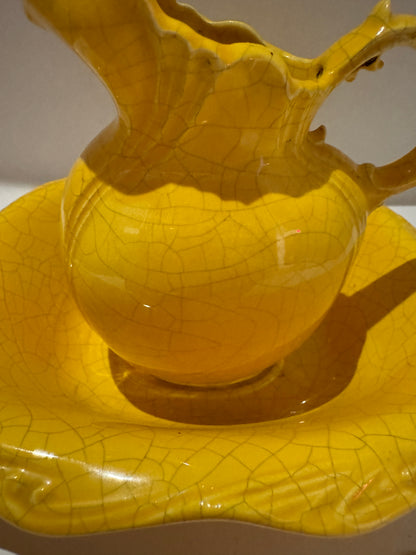 Vintage Yellow Mini Pitcher and Tray