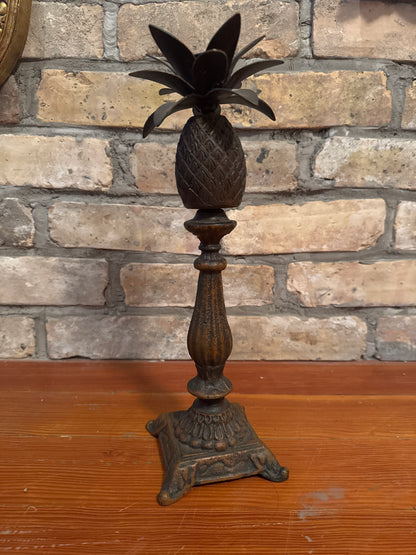Cast Iron Pineapple Candle Stick Holder 12.5"