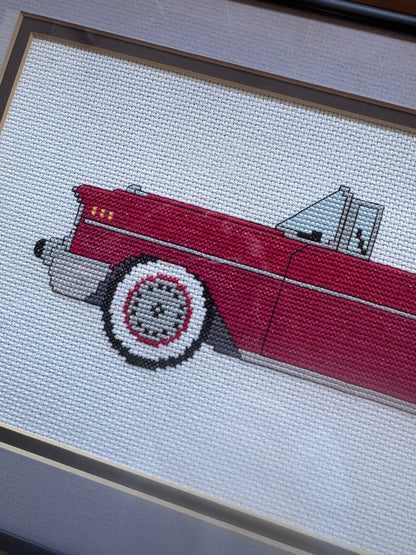Hand Stitched Framed 1957 Chevy Convertible