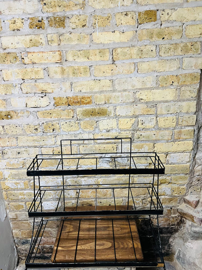Vintage countertop wire product display rack.