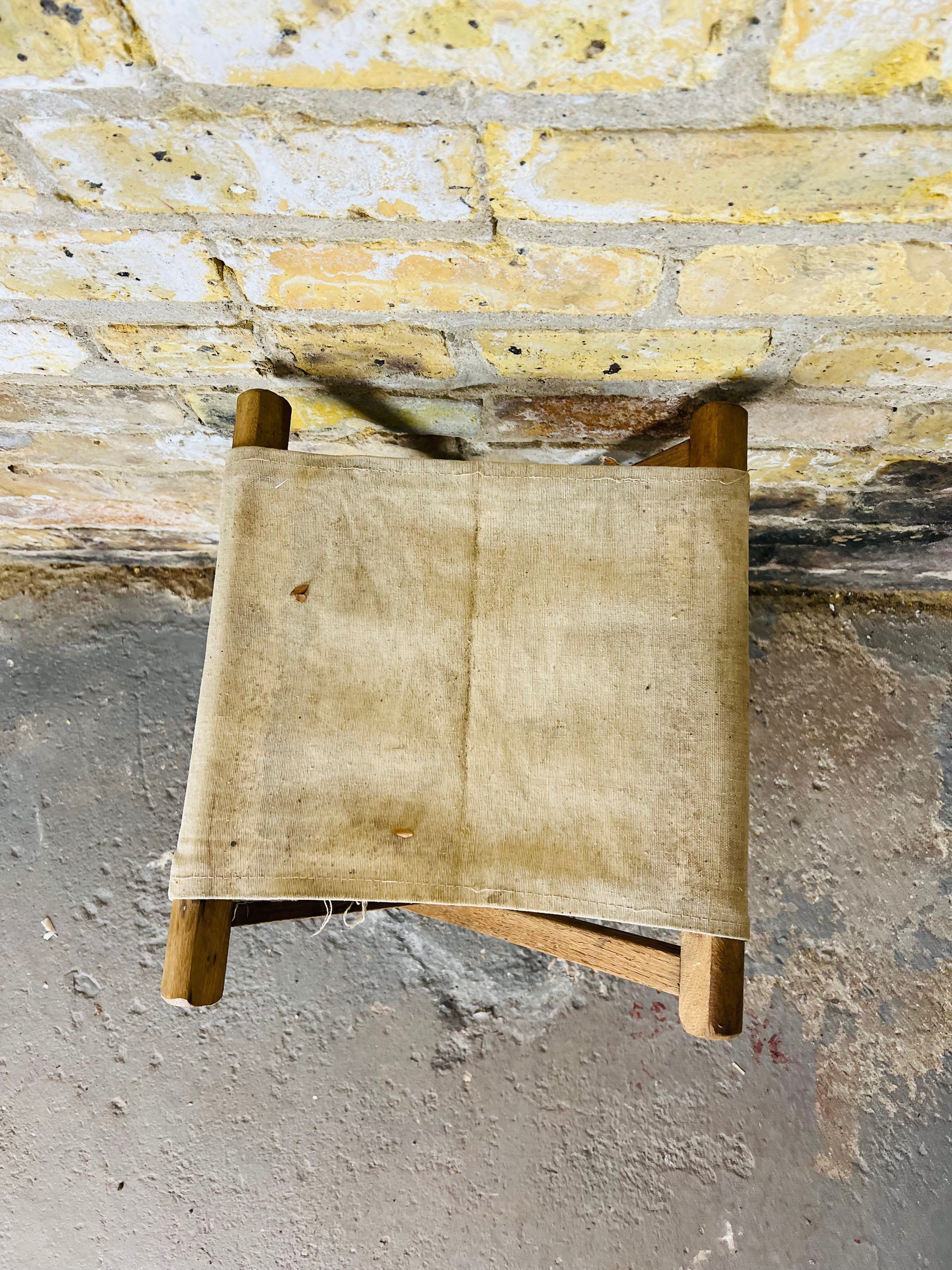 Vintage Wood & Canvas Folding Chair