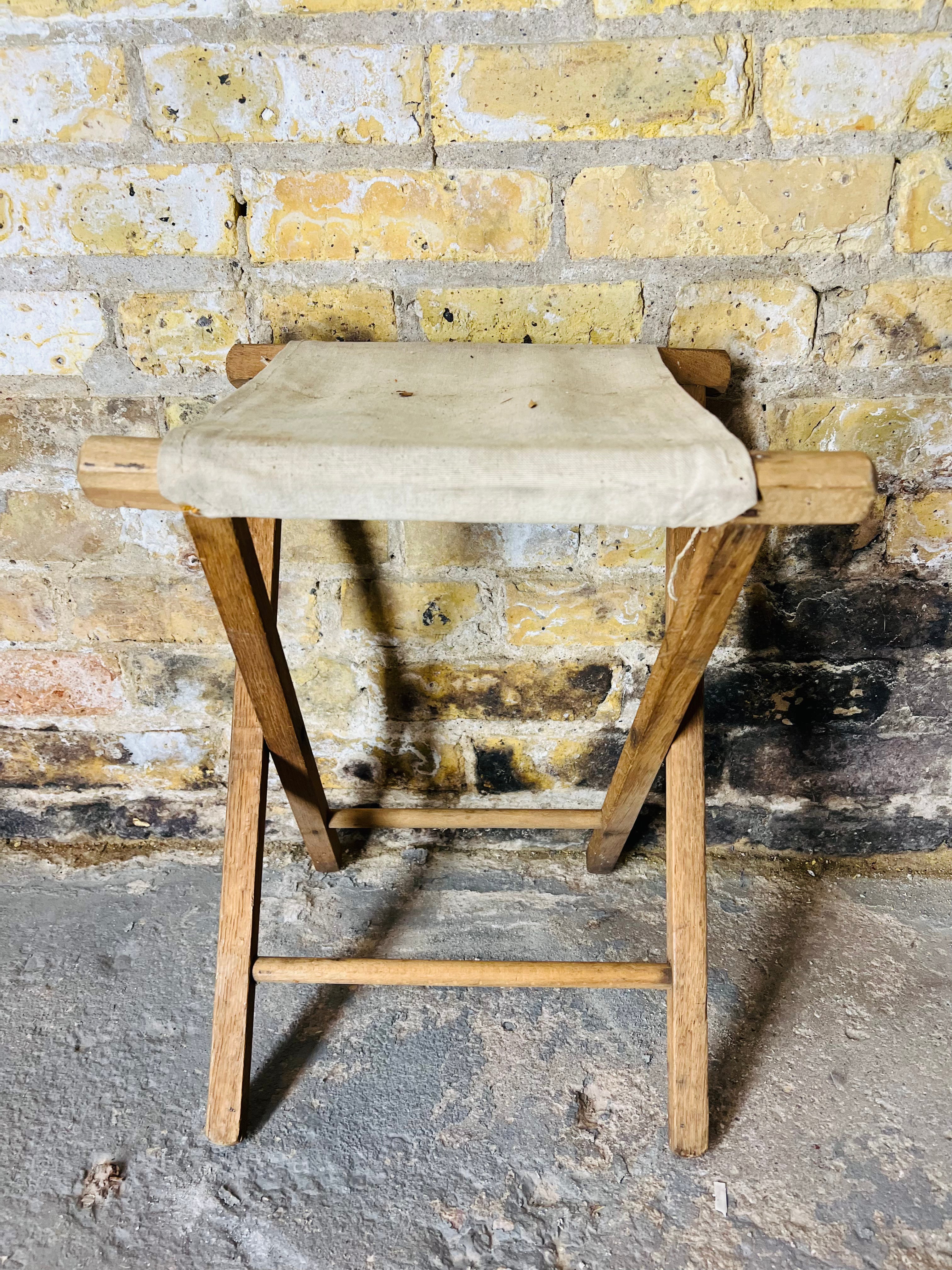 Vintage Wood & Canvas Folding Chair