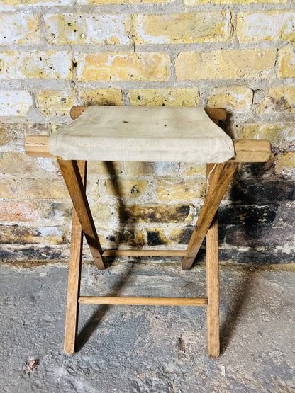 Vintage Wood & Canvas Folding Chair
