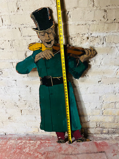 Vintage Wood Caroler Playing Violin - Man