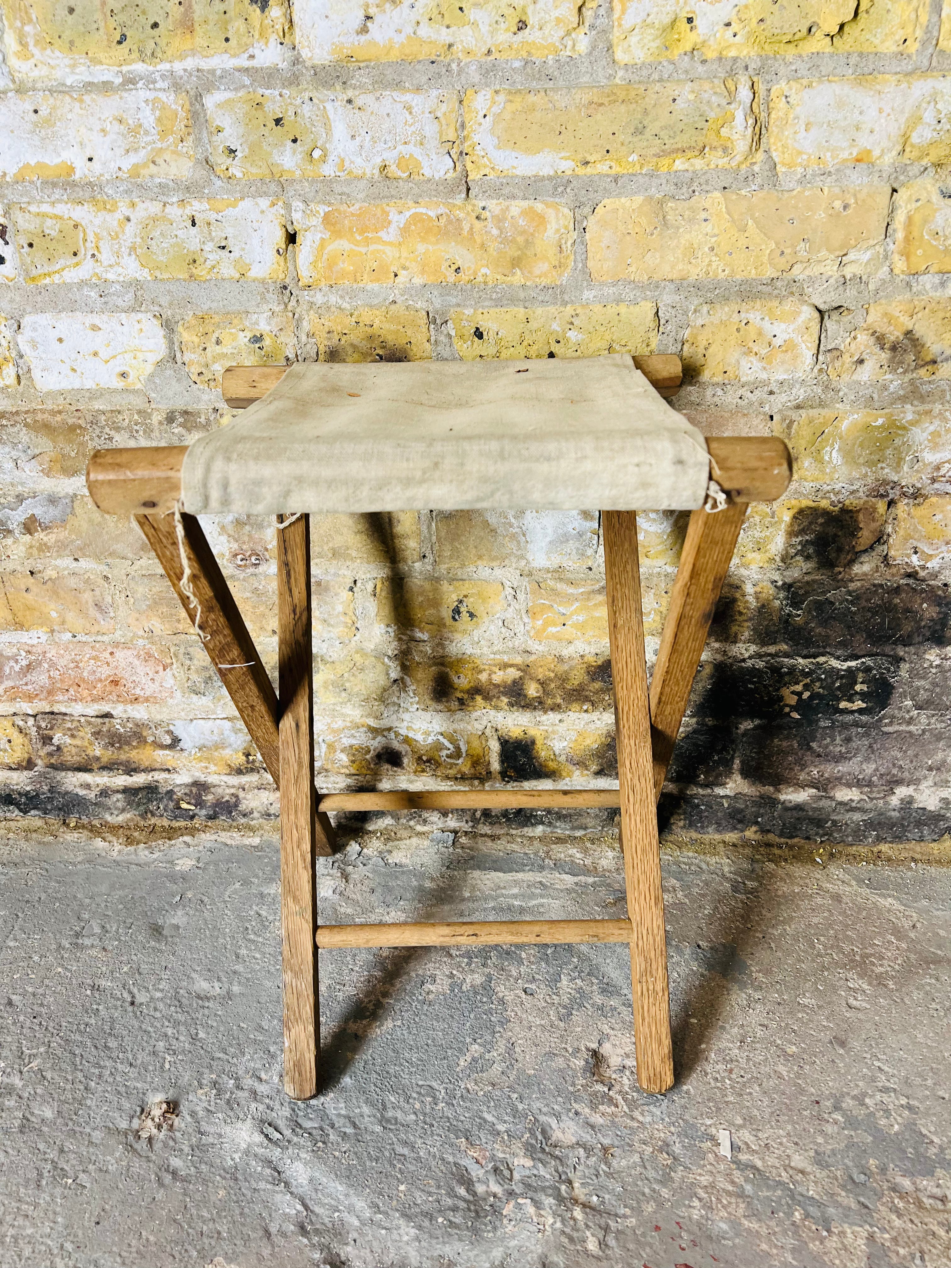 Vintage Wood & Canvas Folding Chair