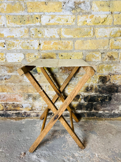 Vintage Wood & Canvas Folding Chair