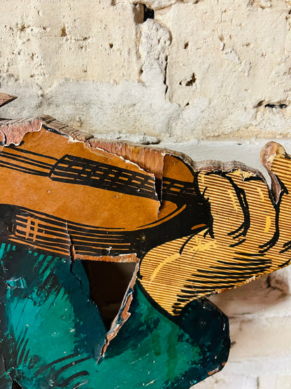 Vintage Wood Caroler Playing Violin - Man