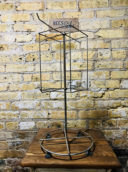 Vintage metal countertop, product, display rack, signage (bees bibs).