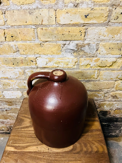 Antique Crock Jug Brown Stoneware