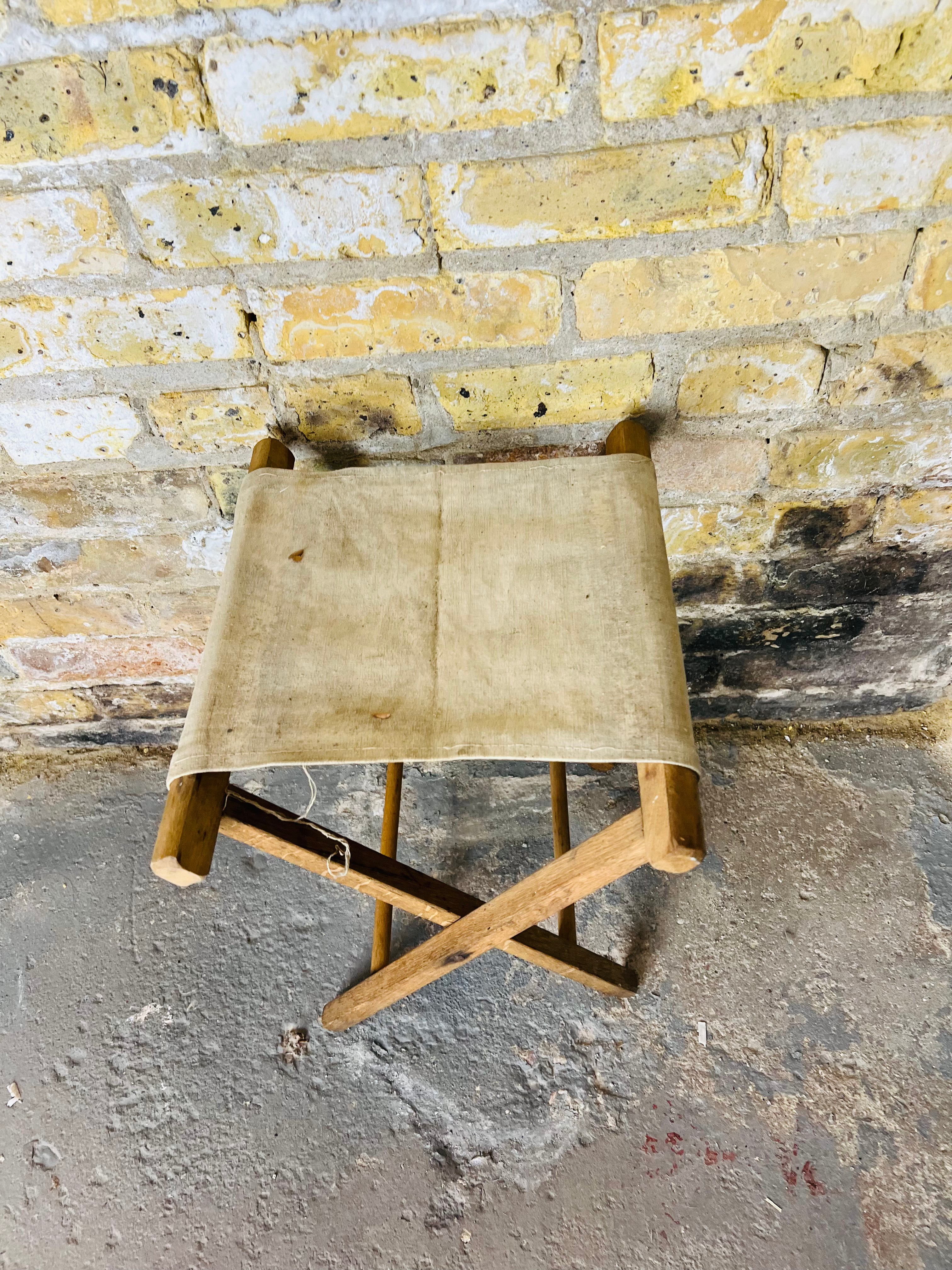 Vintage Wood & Canvas Folding Chair