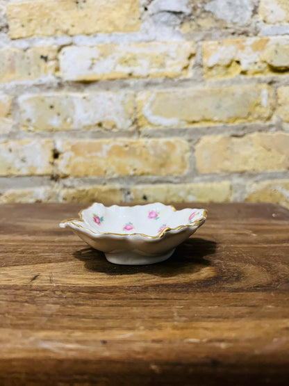 Vintage Limoges France Pink Roses and Gold Scallop Edge