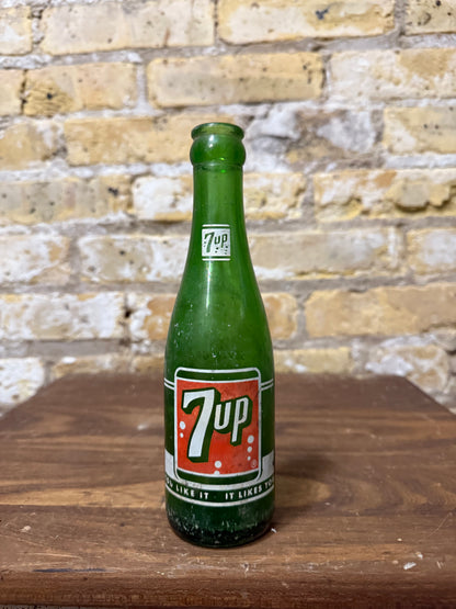 Vintage Glass 7up Bottle