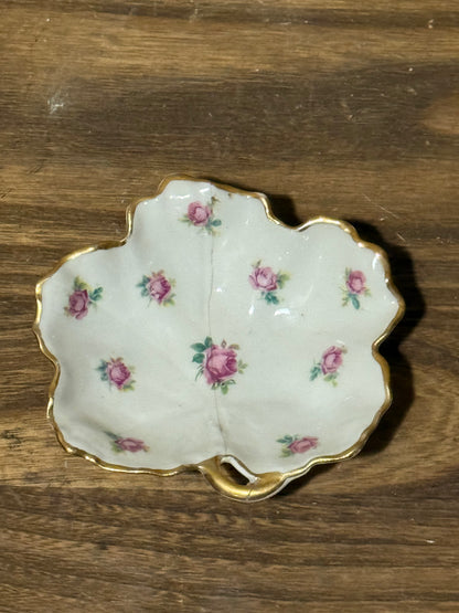 Vintage Limoges France Pink Roses and Gold Scallop Edge