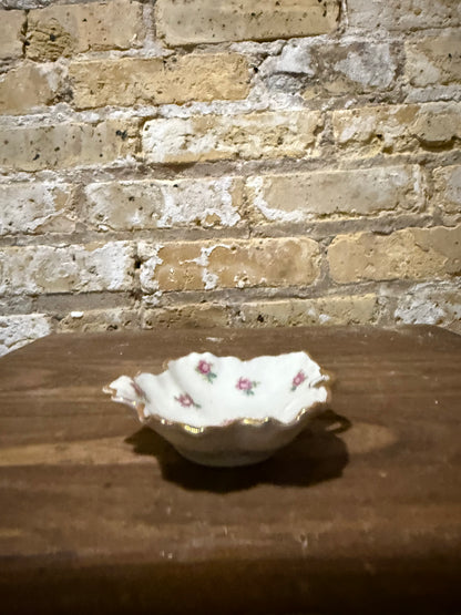 Vintage Limoges France Pink Roses and Gold Scallop Edge