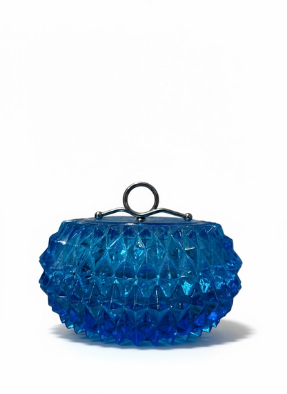 Indiana Glass Diamond Point Blue Jar Candy Dish
