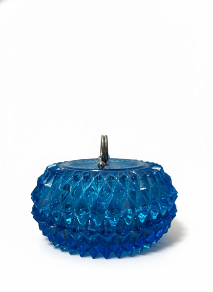 Indiana Glass Diamond Point Blue Jar Candy Dish