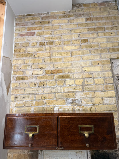 Vintage File Box Wooden 2 Drawer Storage