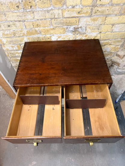 Vintage File Box Wooden 2 Drawer Storage