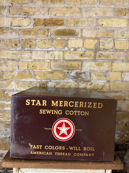 Vintage Metal American Thread Company Star Spool Cabinet