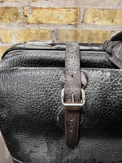 Vintage Black Leather Suitcase