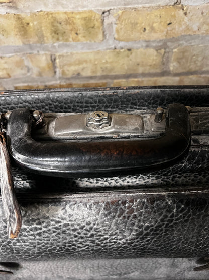 Vintage Black Leather Suitcase
